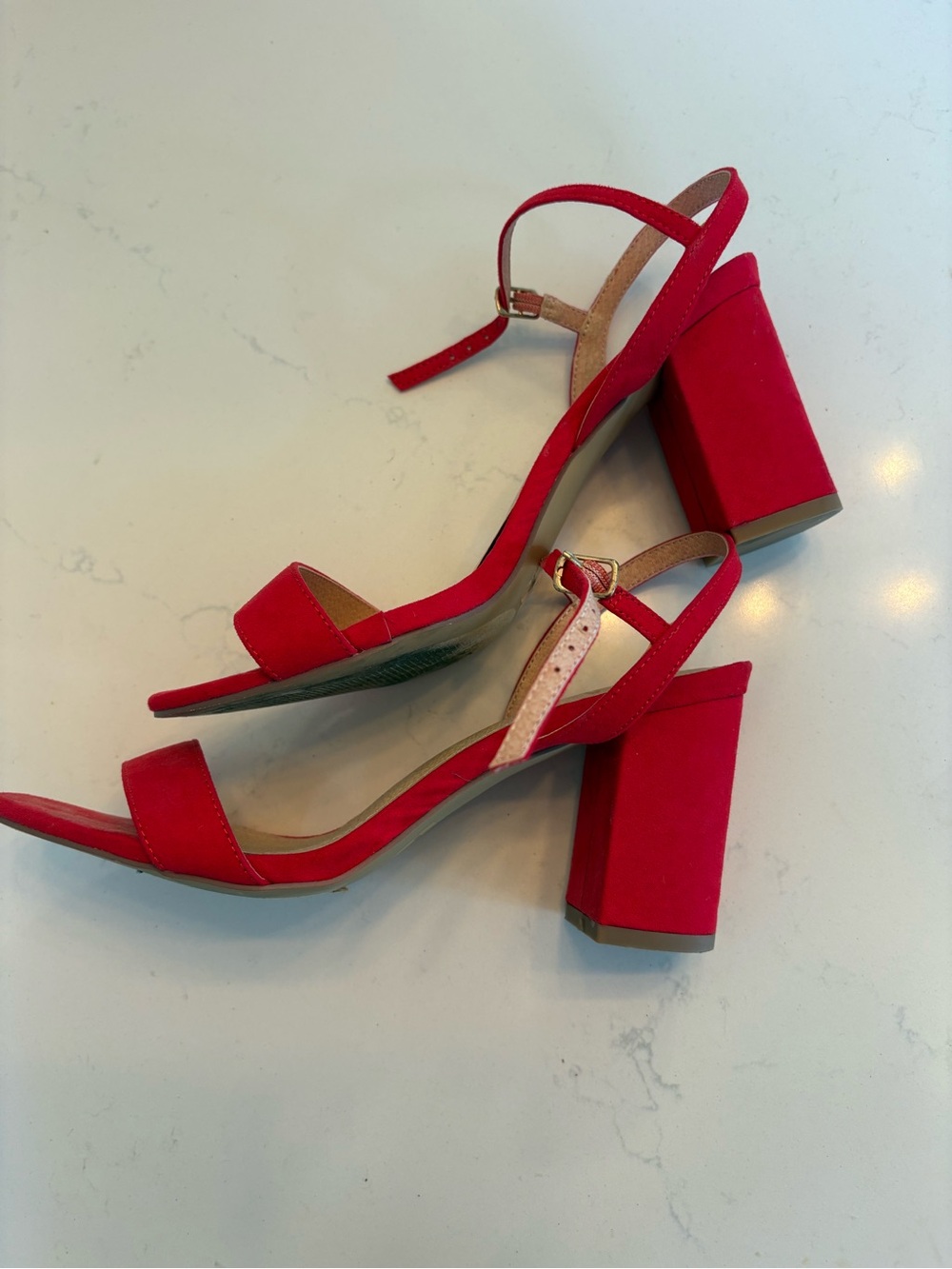 Lulus Red Suede Block Heel Sandals | Size 9
